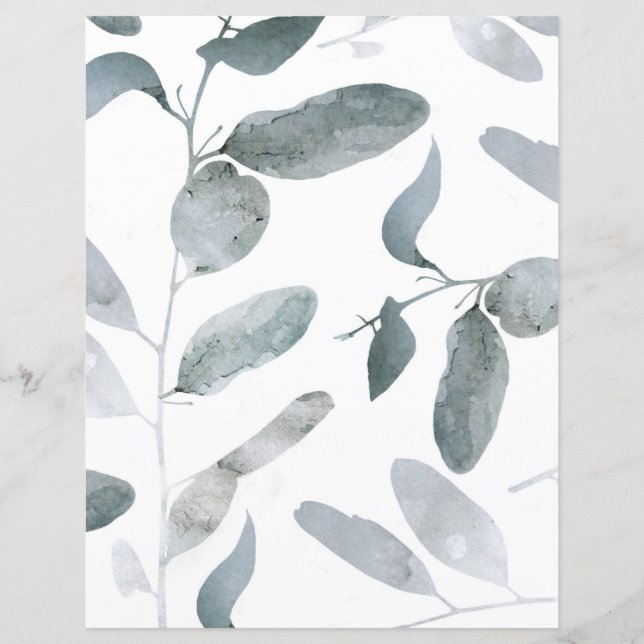 Gray Eucalyptus Branches Scrapbook Paper (Front)