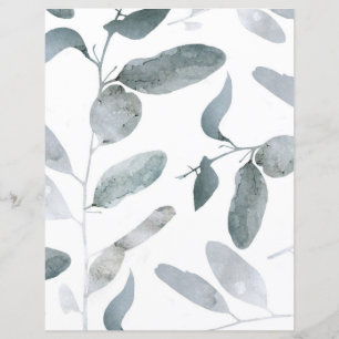 Gray Eucalyptus Branches Scrapbook Paper
