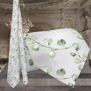 Gray & Eucalyptus Greenery Elegant Wedding Neck Tie