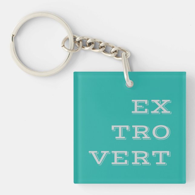 Gray Extrovert Acrylic Keychain (Front)