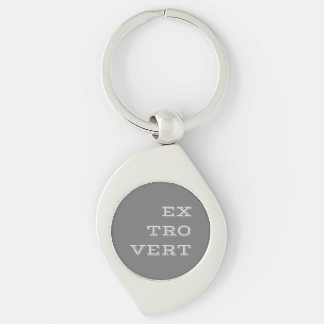 Gray Extrovert Metal Keychain (Front)