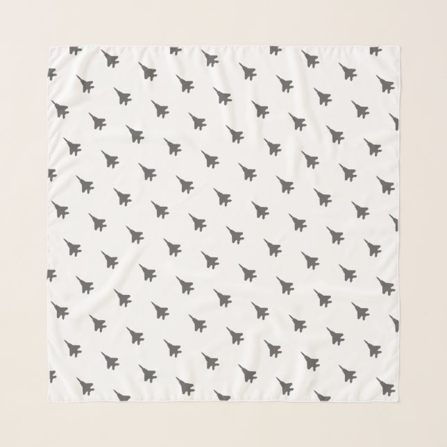 Gray F-15E Jet Patterned Scarf (Front)