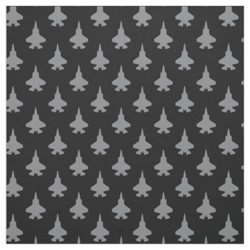 Gray F_35 Lightning 2 Fighter Jet Pattern on Black Fabric