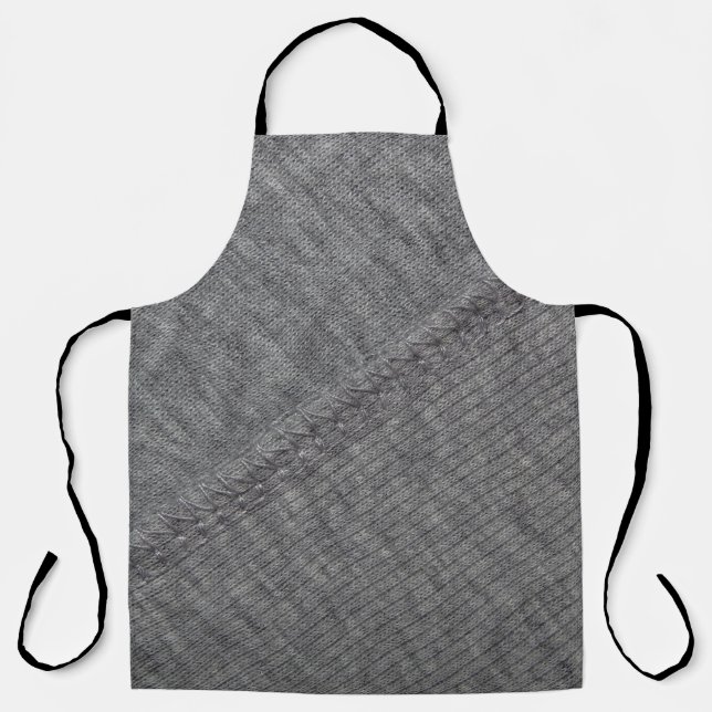 Gray fabric: abstract stitched texture. apron (Front)
