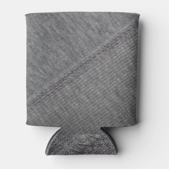 Gray fabric: abstract stitched texture. can cooler (Front)