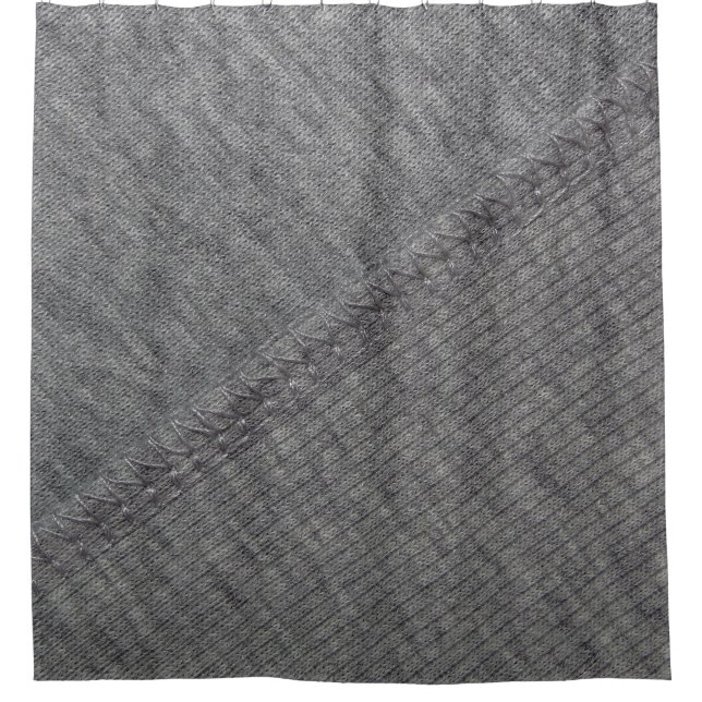 Gray fabric: abstract stitched texture. shower curtain (Front)