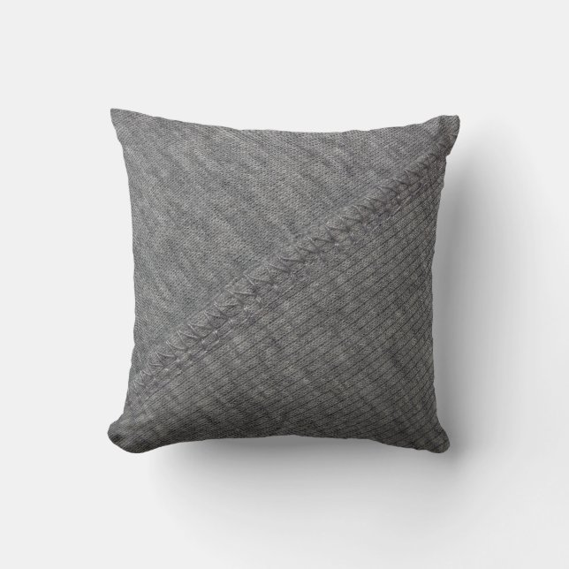 Gray fabric: abstract stitched texture. throw pillow (Front)