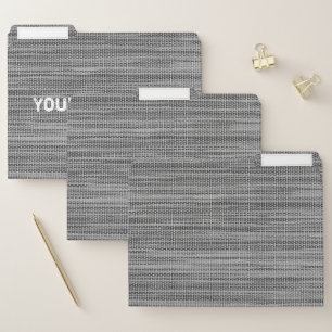 Gray Fabric Cloth - Add Your Text - Customizable File Folder