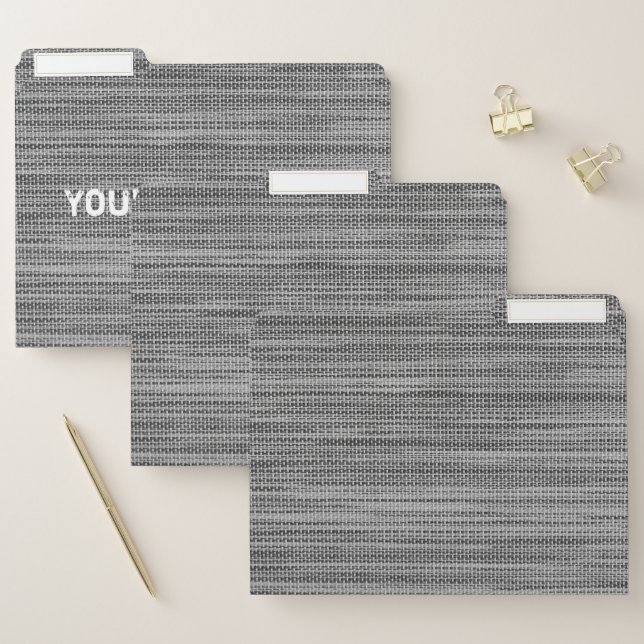 Gray Fabric Cloth - Add Your Text - Customizable File Folder (Set)
