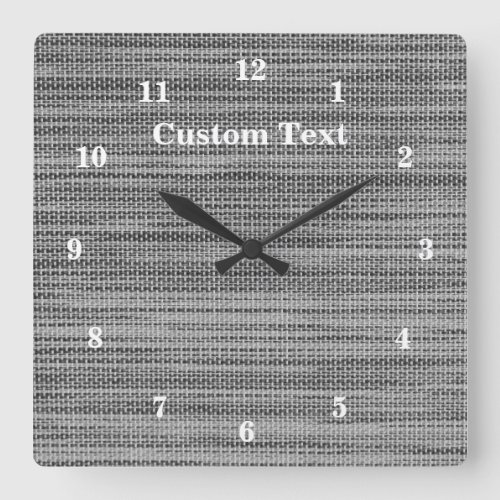 Gray Fabric Cloth _ Add Your Text  Name Square Wall Clock