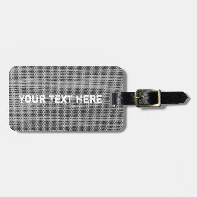 Gray Fabric Luggage Tag - Custom Text (Front Horizontal)