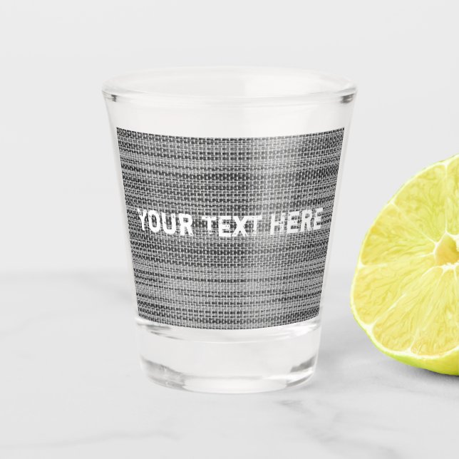 Gray Fabric Shot Glass with Custom Text (Front)