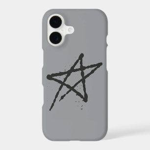 Gray Face Mask with Pink Pentagram – Gothic Kawaii iPhone 17 Case
