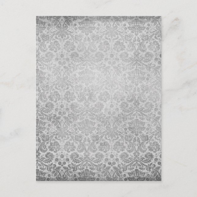 Gray faded damasks pattern postcard (Front)