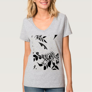 Gray Faded Floral Basic T-shirt, SMALL T-Shirt