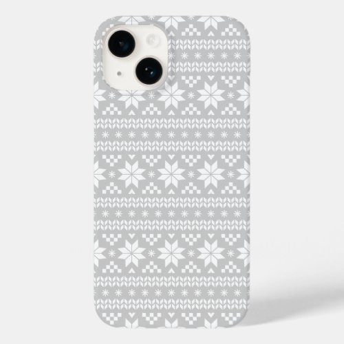 Gray Fair Isle Christmas Sweater Pattern Case_Mate iPhone 14 Case