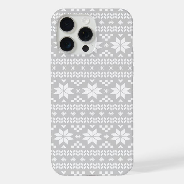 Gray Fair Isle Christmas Sweater Pattern Iphone Case (Back)