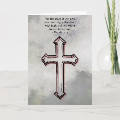 Gray Faith Cross Easter Bible Verse Card