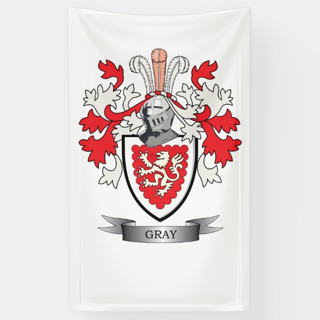 Gray Family Crest Coat of Arms Banner (Vertical)