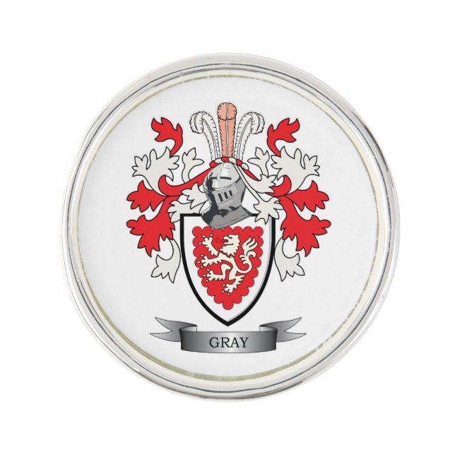 Gray Family Crest Coat of Arms Pin (Front)