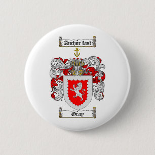 GRAY FAMILY CREST - GRAY COAT OF ARMS PINBACK BUTTON
