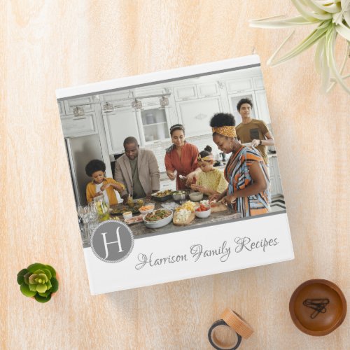 Gray Family Photo Monogram Recipe Binder