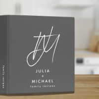 Gray Family Recipe Binder with Monogram