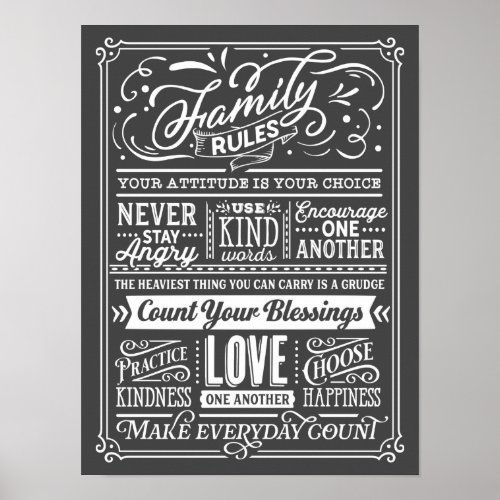 Gray Family Rules House Rules Cute Poster