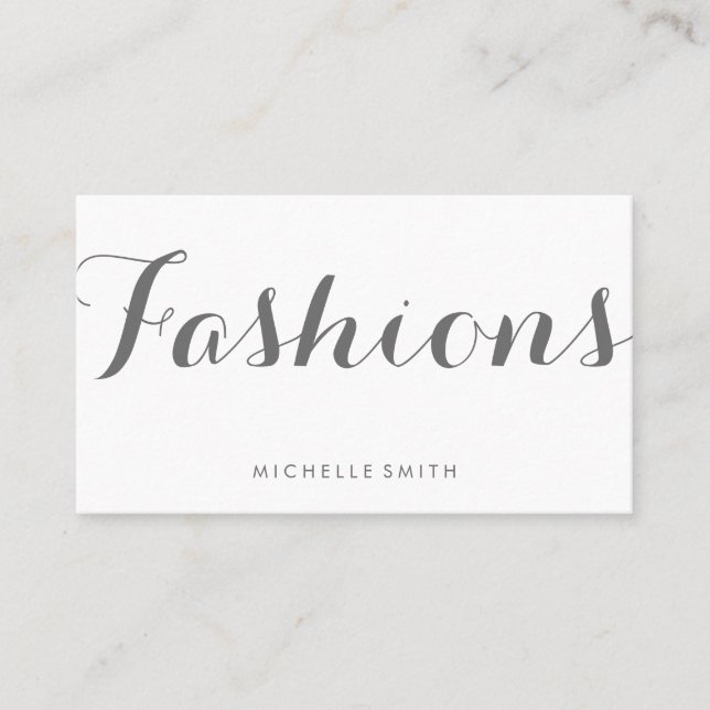 Gray Fancy Font Minimalist Business Card (Front)