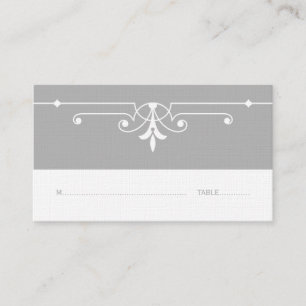 Gray Fancy Ornamental Place Card