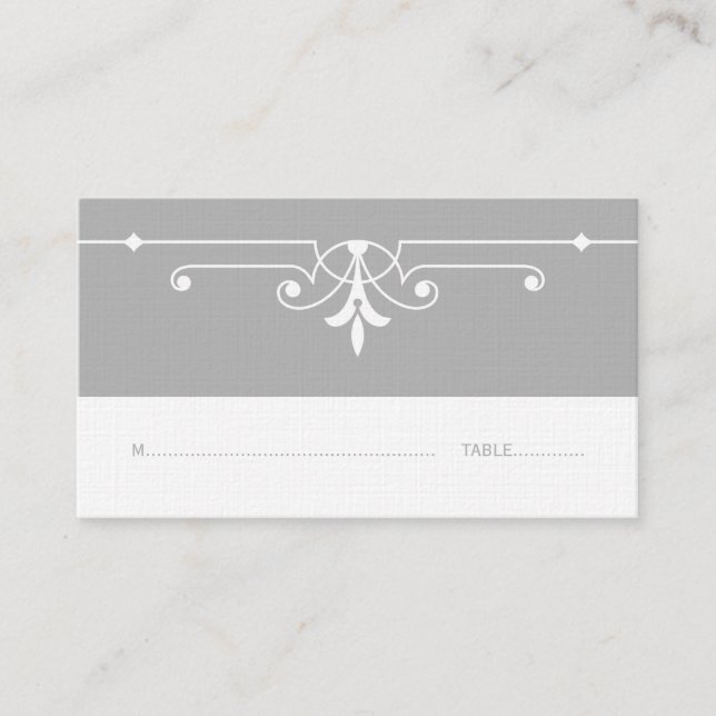 Gray Fancy Ornamental Place Card (Front)