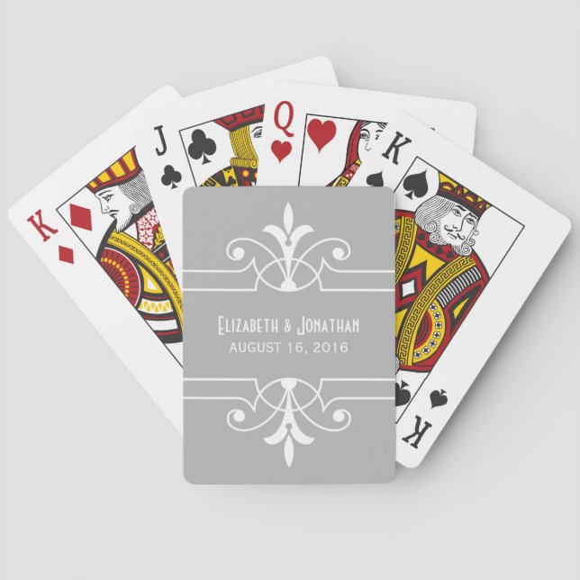 Gray Fancy Ornamental Playing Cards (Back)