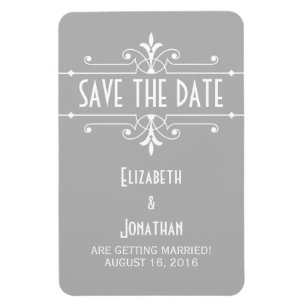 Gray Fancy Ornamental Save the Date Magnet