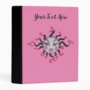 Gray Fantasy Sun Pretty Face black Pink Rays Mini Binder