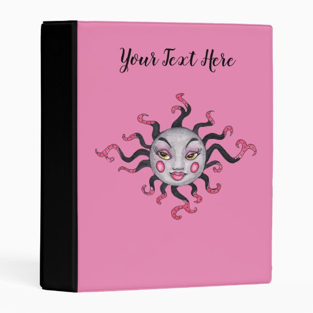 Gray Fantasy Sun Pretty Face black Pink Rays Mini Binder (Front/Spine)