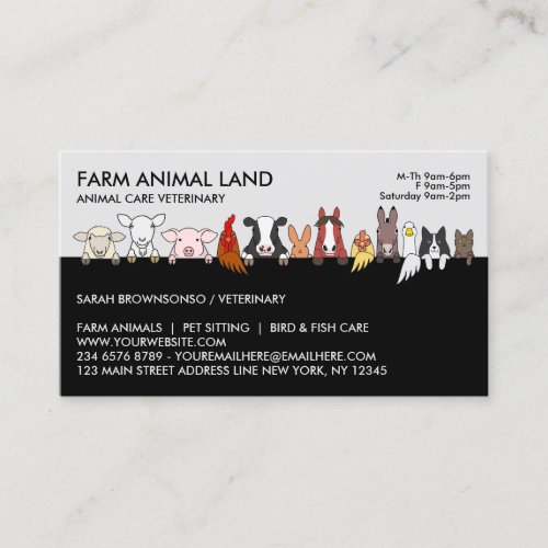 Gray Farm Animal Appointment Visit Veterinarian Business Card