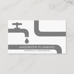 Gray Faucet & Pipes Plumbing Business Card