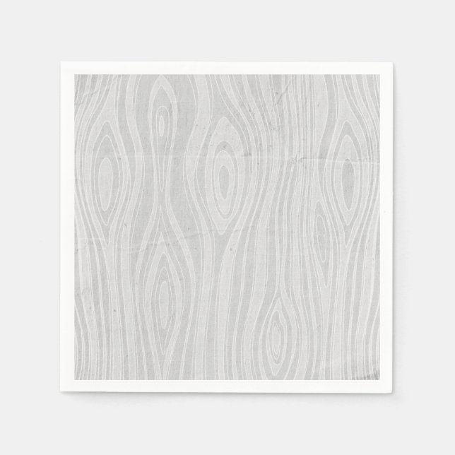 Gray Faux Bois Rustic Hand Drawn Wood Woodgrain Napkins (Front)