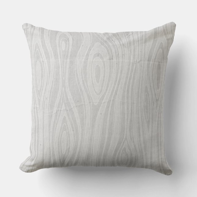 Gray Faux Bois Rustic Hand Drawn Wood Woodgrain Throw Pillow (Front)