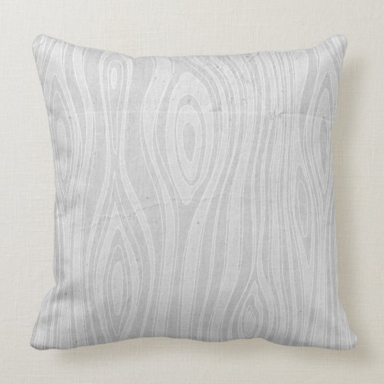 Gray Faux Bois Rustic Hand Drawn Wood Woodgrain Throw Pillow