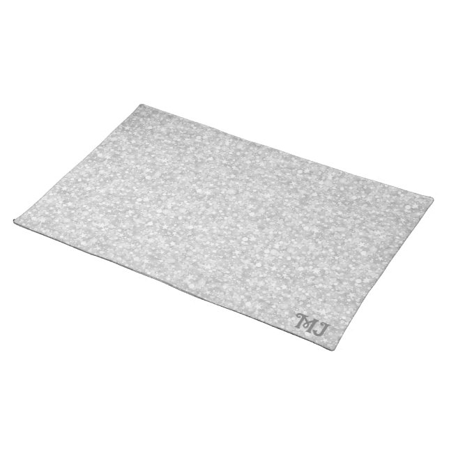 Gray faux glitter background cloth placemat (On Table)