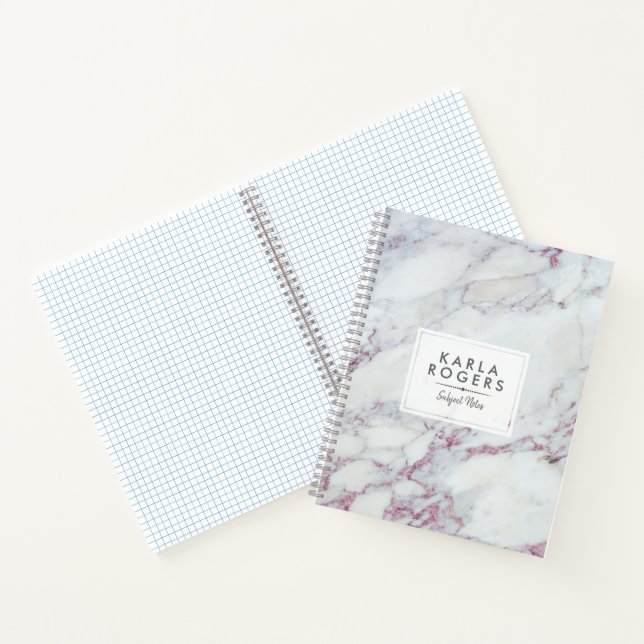 Gray Faux Glitter Pink Accents Notebook (Inside)