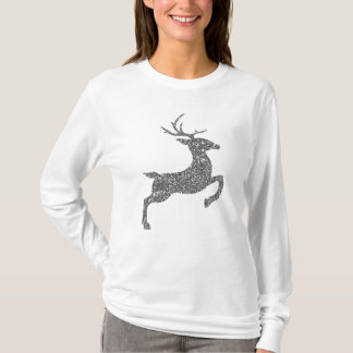 Gray Faux Glitter Texture Jumping Deer Shape T-Shirt