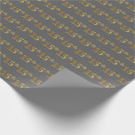 [ Thumbnail: Gray, Faux Gold 15th (Fifteenth) Event Wrapping Paper ]