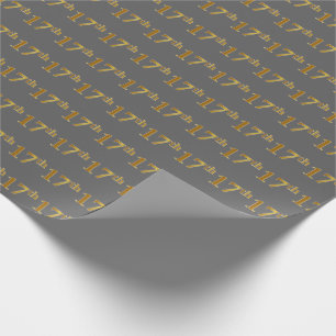 Gray, Faux Gold 17th (Seventeenth) Event Wrapping Paper