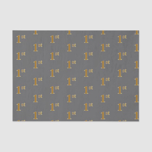 Gray, Faux Gold 1st (First) Event Tissue Paper (Front)