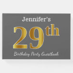 [ Thumbnail: Gray, Faux Gold 29th Birthday Party + Custom Name Guest Book ]