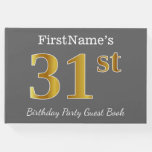 [ Thumbnail: Gray, Faux Gold 31st Birthday Party + Custom Name Guest Book ]