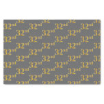 [ Thumbnail: Gray, Faux Gold 32nd (Thirty-Second) Event Tissue Paper ]