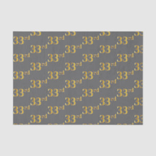 Gray, Faux Gold 33rd (Thirty-Third) Event Tissue Paper